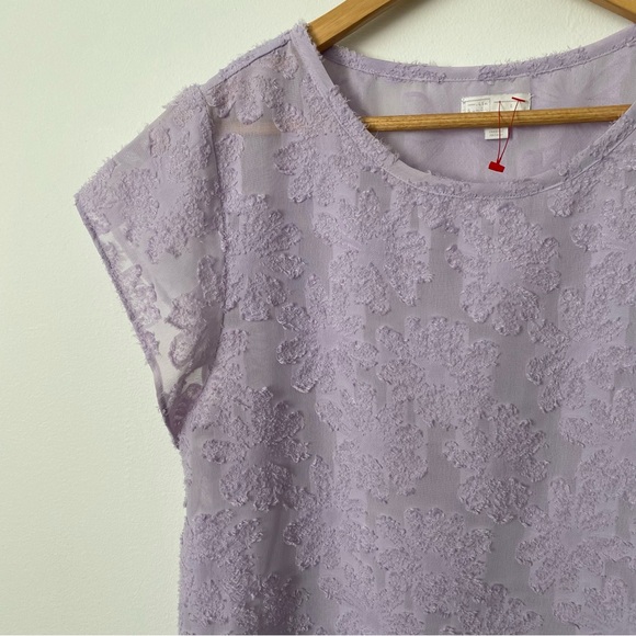 14th & Union Lavender Purple textured Floral Sheer Blouse Women’s Small - Picture 2 of 3